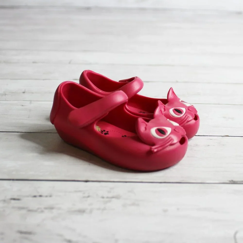 Mini Melissa Pink Cat Jelly Shoes Toddler Size 5 Kitty Waterproof